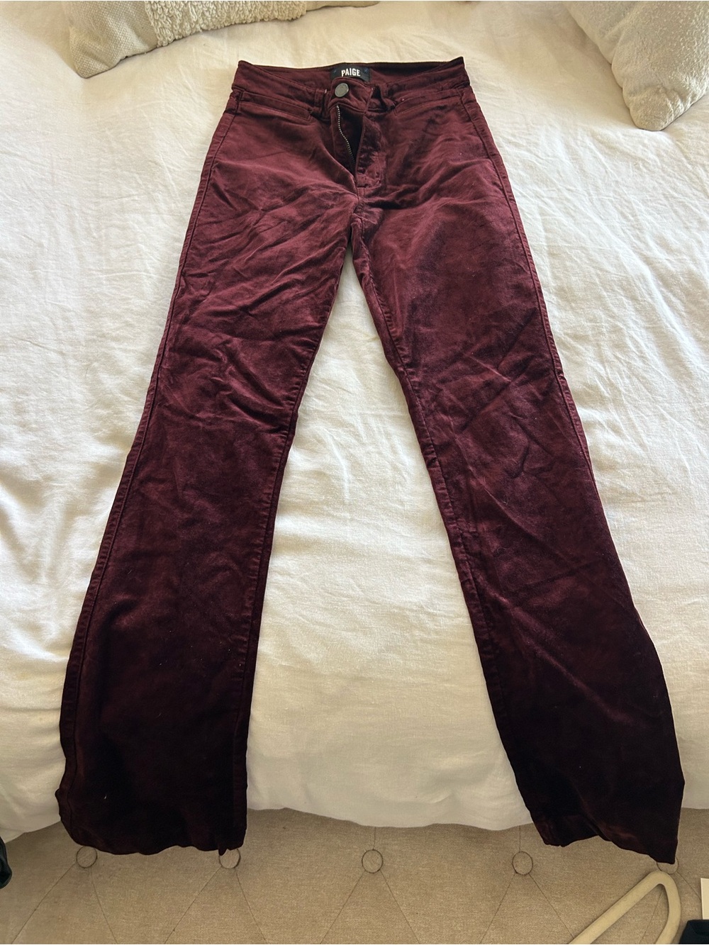 PAIGE Deep Wine Corduroy Straight-Leg Pants
